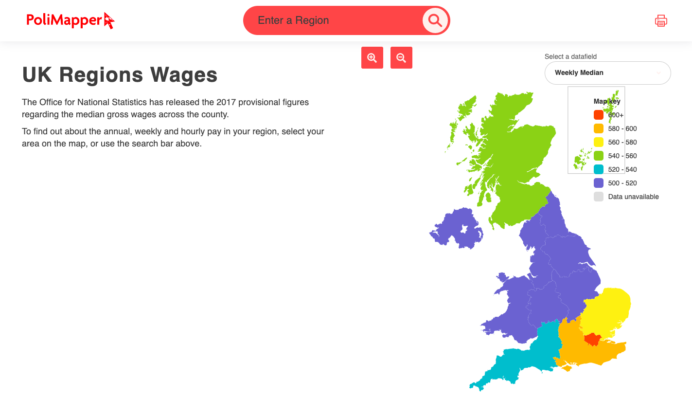 Polimapper | Gross annual, weekly and hourly rates in the UK