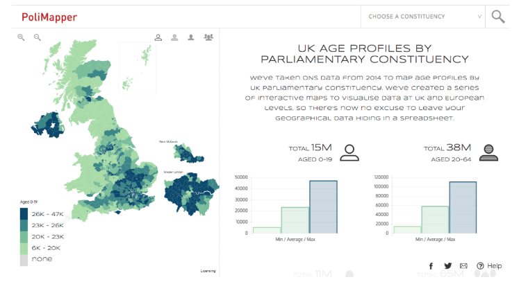 Polimapper | UK age profiles by parliamentary constituency
